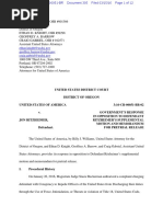 03-15-2016 ECF 305 USA v JON RITZHEIMER - Response to Motion by USA as to Jon Ritzheimer Re Motion for Release From Custody