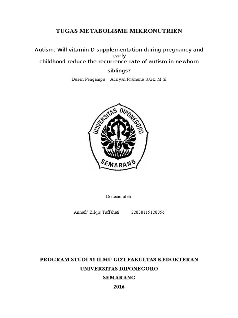 Pemberian Vitamin D pada Ibu Hamil untuk Menekan Tingkat kekambuhan Autisme