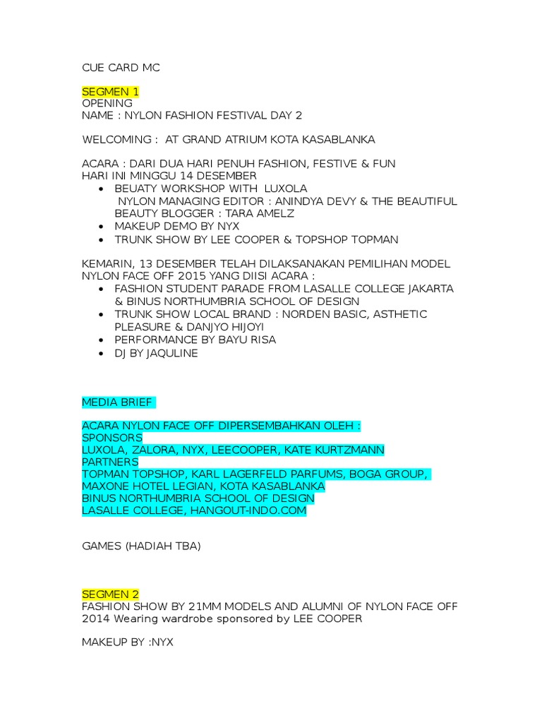 Cue Card Mc 1302