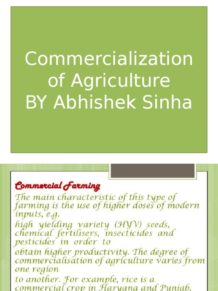 Commercialization of Agriculture | PDF | Labour Economics | Agriculture