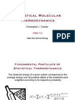 Statistical Molecular Thermodynamics Ideal Gas Internal Energy