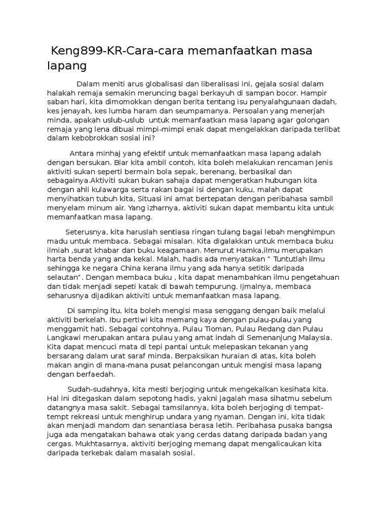Cara Cara Mengisi Masa Lapang Pdf