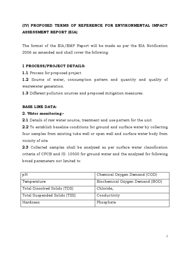EIA Terms of Reference Proposal | PDF | Environmental Impact Assessment ...