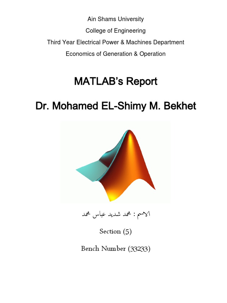 MATLAB's Report Dr. Mohamed EL-Shimy M. Bekhet | PDF | Algorithms ...