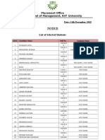 Notice: Placement Office KIIT School of Management, KIIT University Date: 11th December, 2015