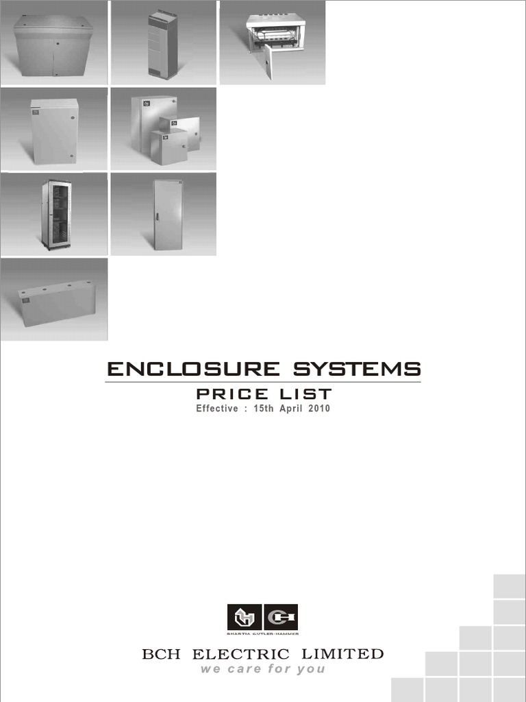 BCH Enclosure Systems Price List PDF Taxes Manufactured Goods