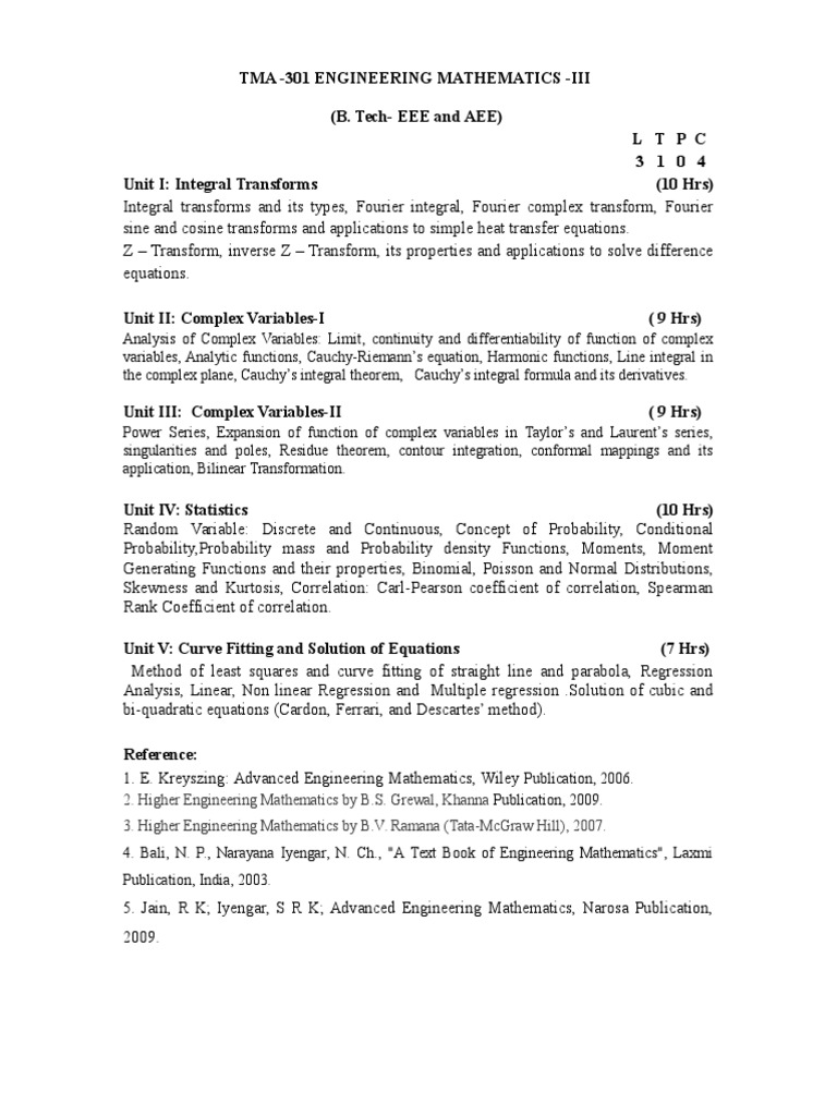 Engineering Mathematics III Course Guide | PDF | Science & Mathematics