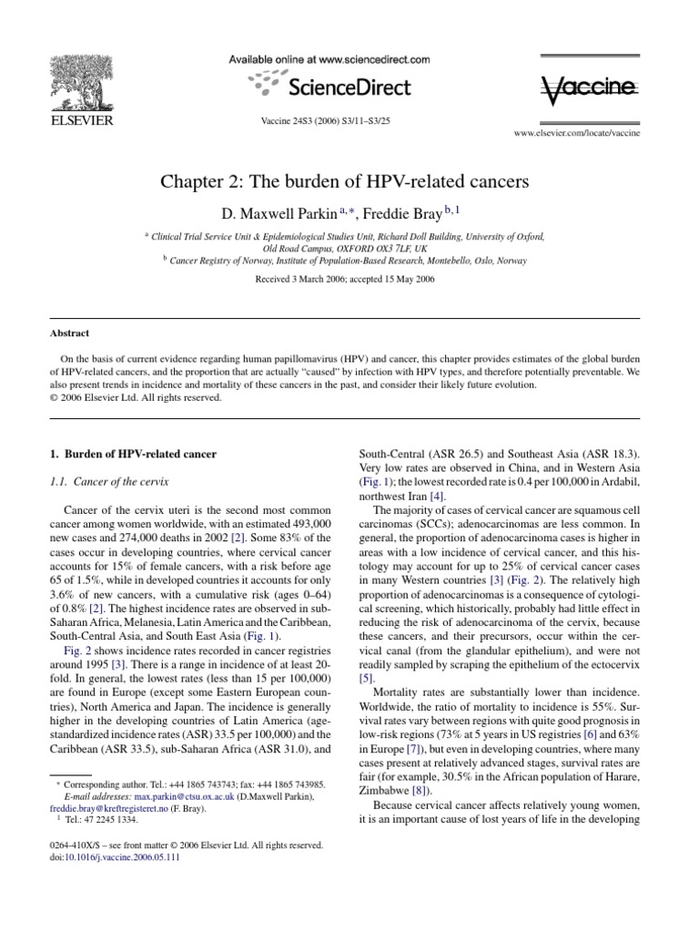 The Burden of HPV-related Cancers | PDF | Cervical Cancer | Head And ...