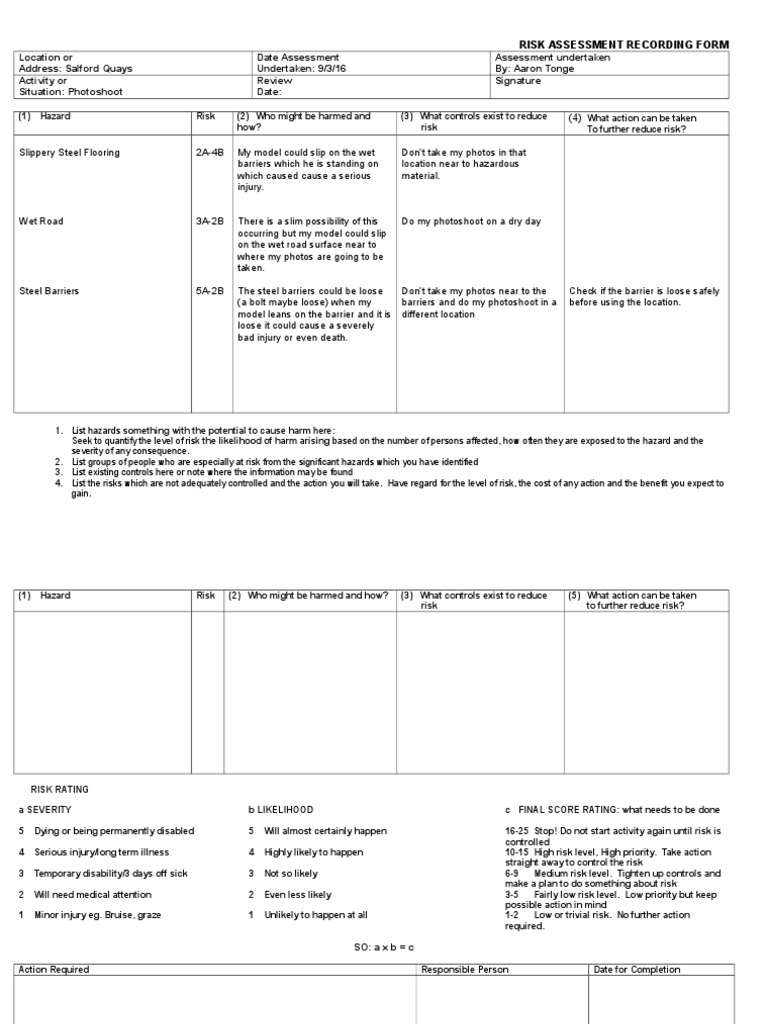 Risk Assessment Template | PDF