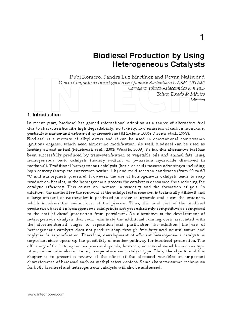 Biodiesel Production by Using Heterogeneous Catalysts: Rubi Romero ...