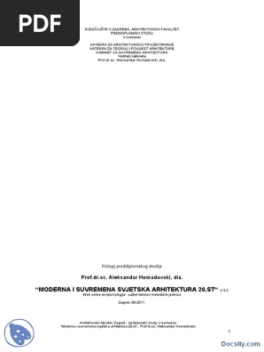 Moderna I Savremena Svetska Arhitektura Skripta Arhitektonsko