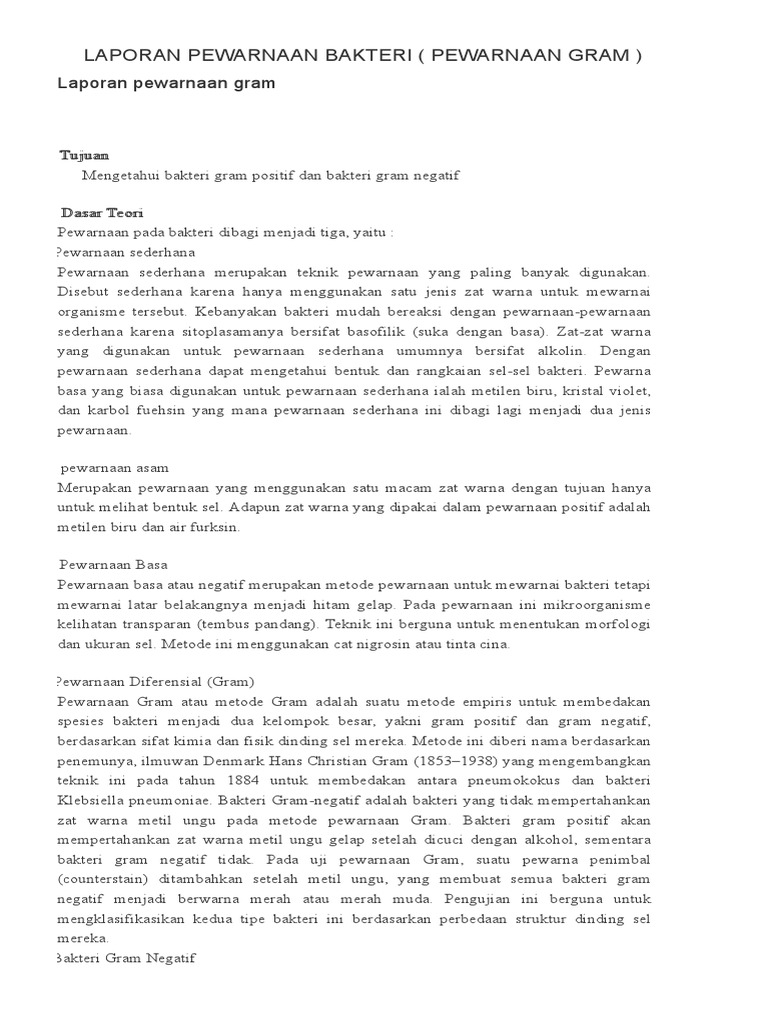 Laporan Pewarnaan Bakteri Pewarnaan Gram