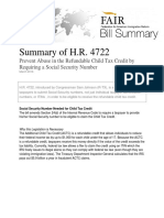 Summary of H.R. 4722 Prevent Abuse in the Refundable Child Tax Credit by Requiring a Social Security Number   