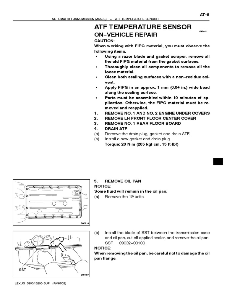 Atf Temperature Sensor: On Vehicle Repair | PDF | Automatic ...