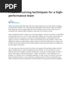 Problem-Solving Techniques For A High-Performance Team: Keith Mobley Lean Manufacturing