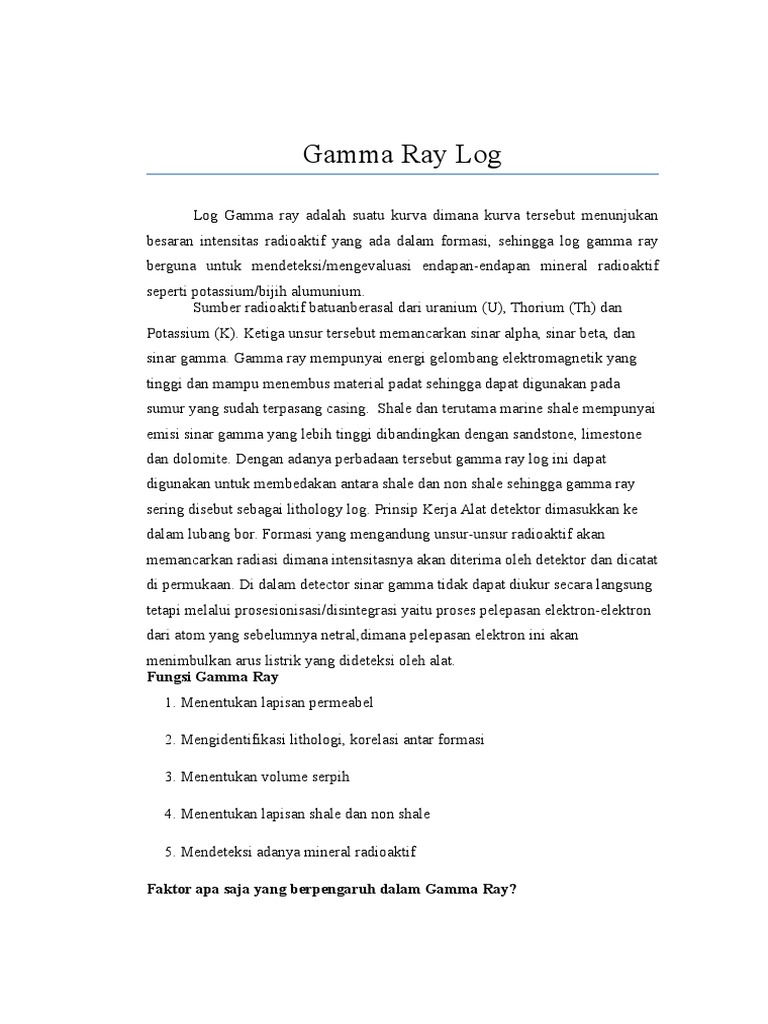 Pemahaman Log Gamma Ray dalam Geologi | PDF