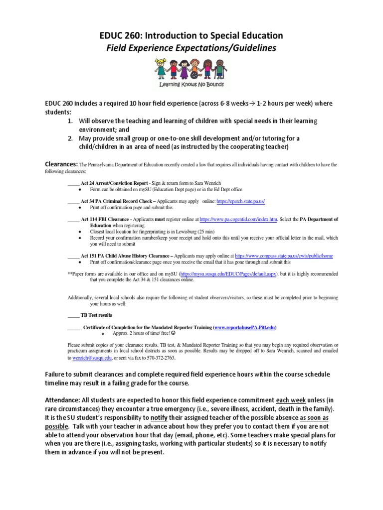 Field Experience Packet - E-Portfolio - Spring 2016 | PDF | Teachers ...