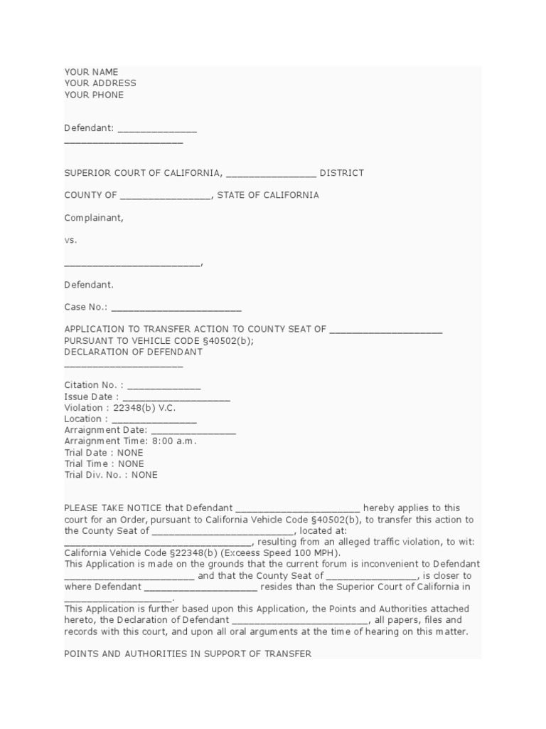 Change of Venue Letter Superior Court Magistrate