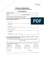 8 Prueba U6 Proporcionalidad y Funciones 2015 VF