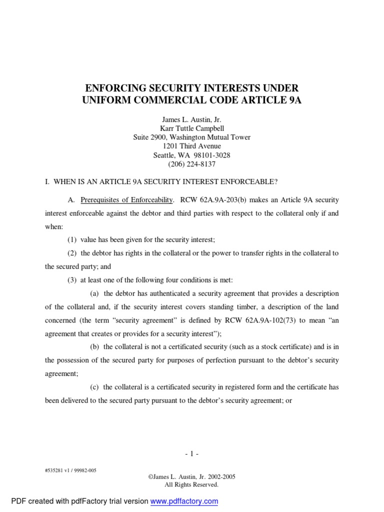 assignment of security interest on vehicle