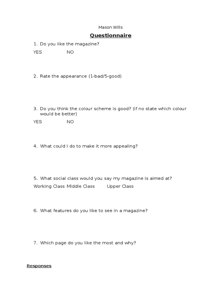 Mason Wills Magazine Feedback Survey | PDF