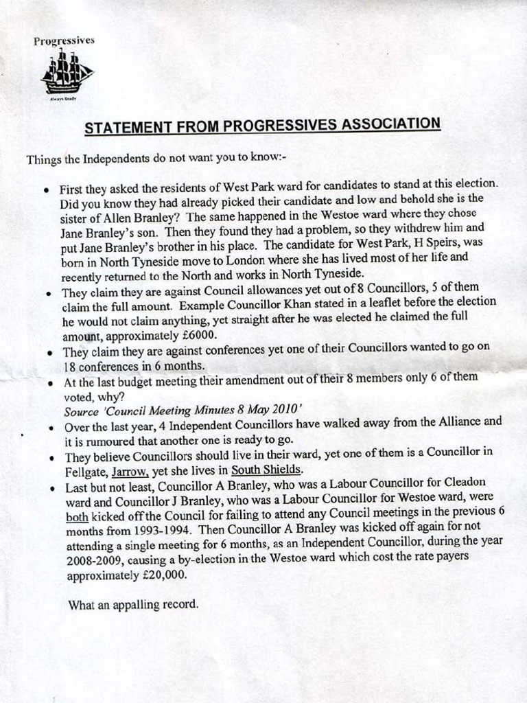 Progressive Statement | PDF