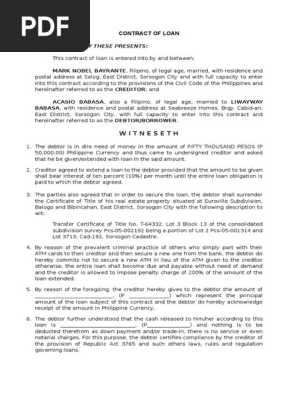 Contract of Loan