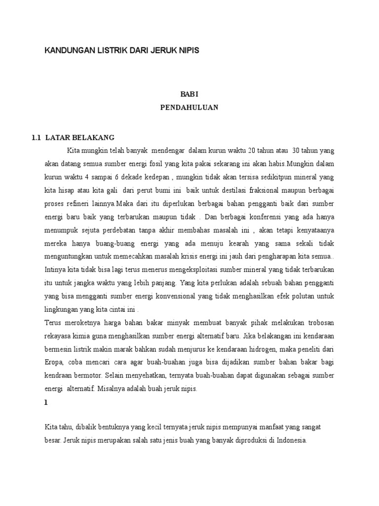 Buat Laporan Percobaan Kandungan Listrik Pada Buah Ke Dalam Paragraf Seputar Laporan