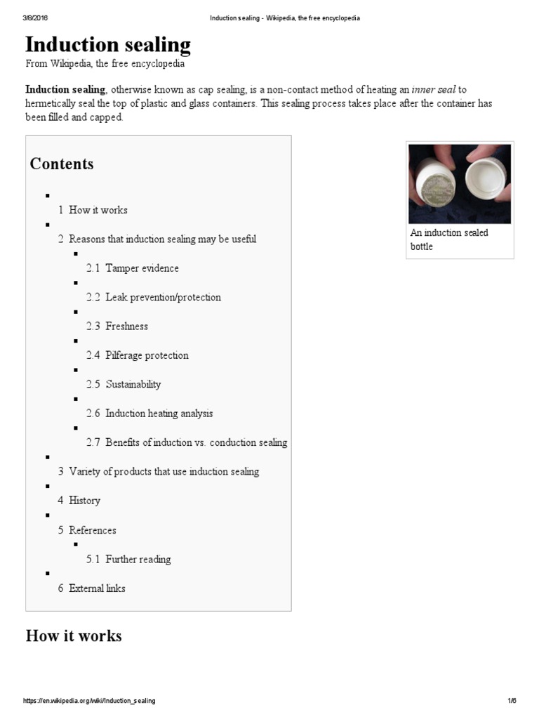 Induction Sealing - Wikipedia, The Free Encyclopedia | PDF | Industrial ...