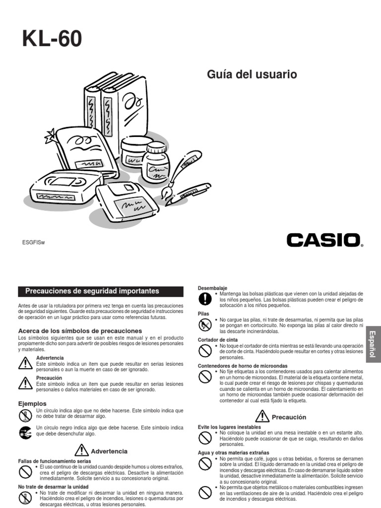 Manual de Etiquetadora CASIO KL-60 | PDF | Teclado | Memoria del ordenador