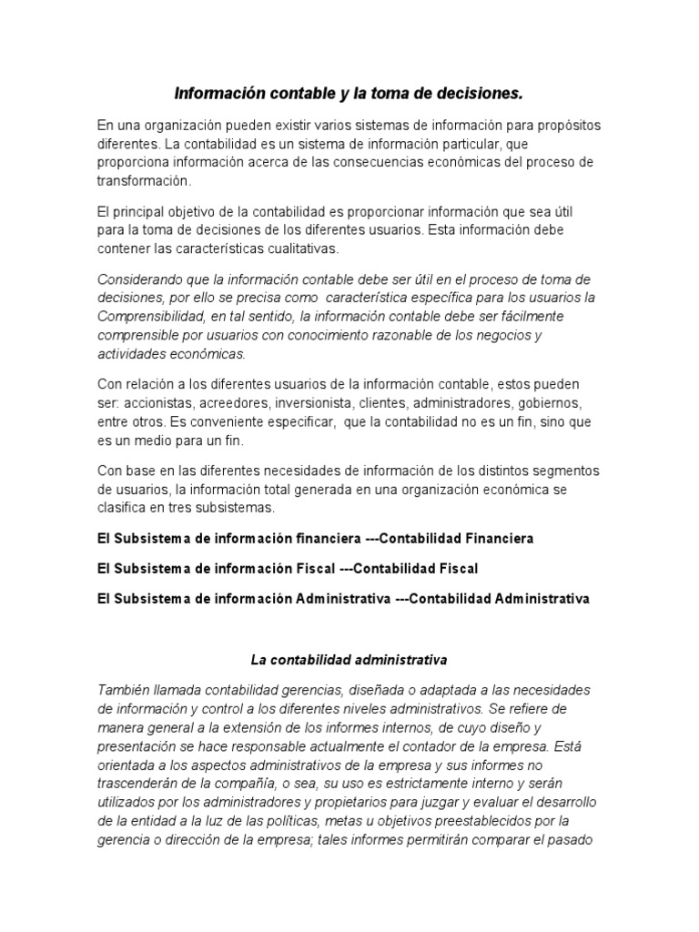 Información Contable y La Toma de Decisiones | Descargar gratis PDF ...
