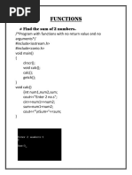 Functions: # Find The Sum of 2 Numbers