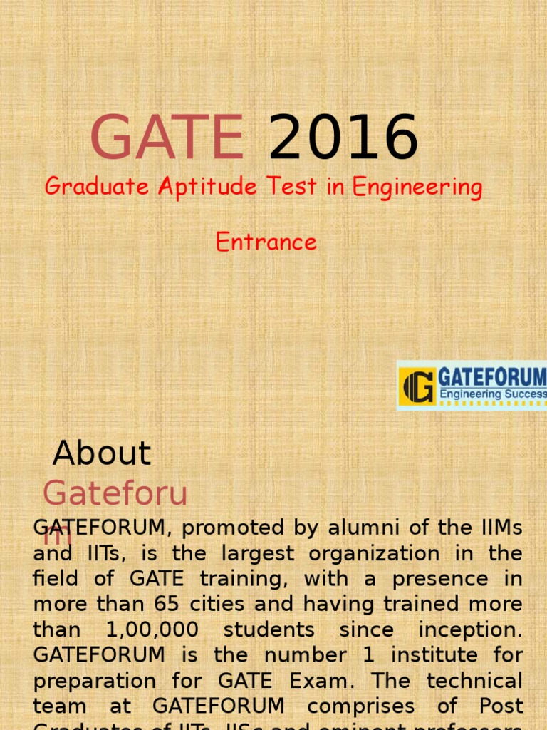 GATE 2016 Exam Overview and Preparation | PDF | Academic Degree ...