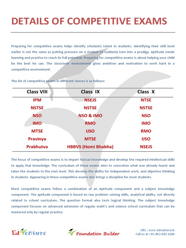 Details of Competitive Exams | PDF | Test (Assessment) | Science And ...