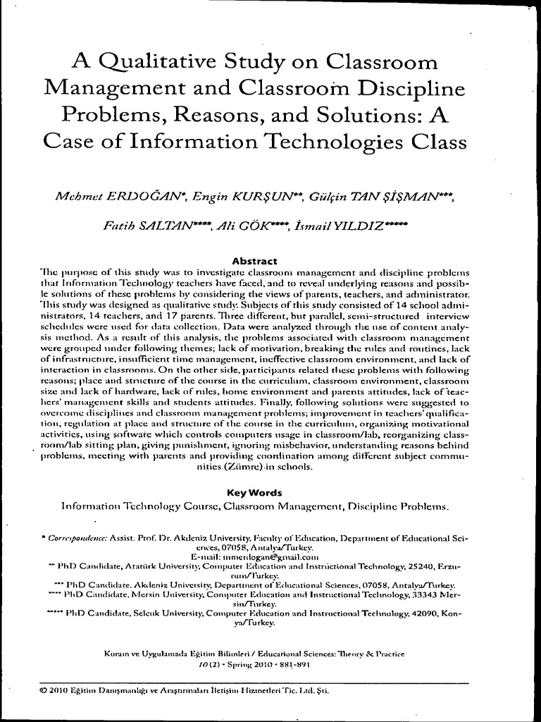 Classroom Management in IT Education | PDF | Classroom Management ...