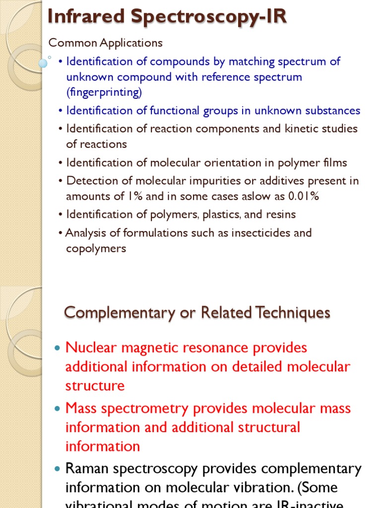 Applications of Infrared Spectroscopy | PDF | Infrared Spectroscopy ...