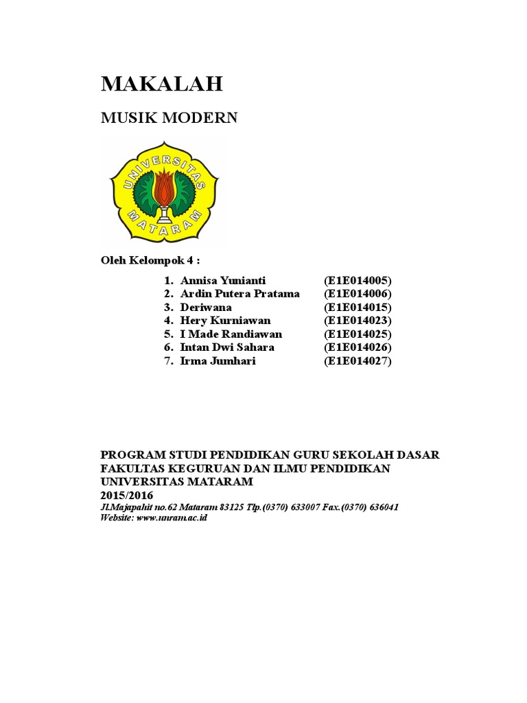 Contoh Makalah Seni Musik Modern Dikdasmen