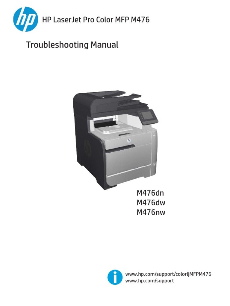 HP LaserJet Pro Color MFP M476 Troubleshooting Manual | Fax | Image Scanner