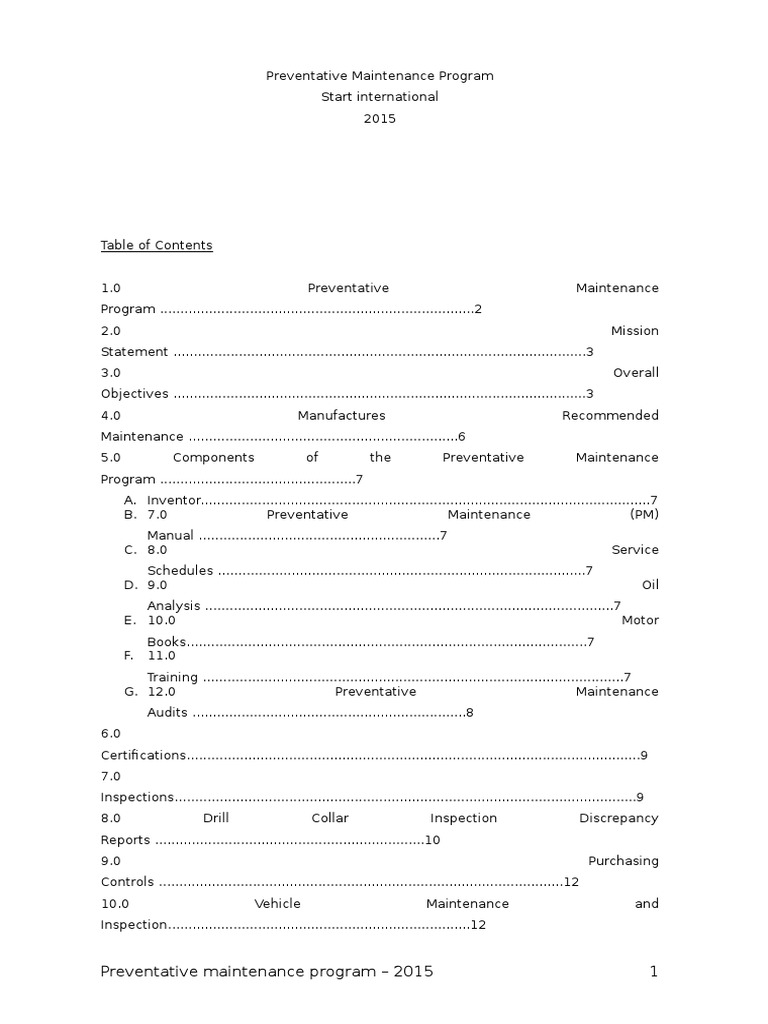 Drilling Rig Preventative Maintenance Guide | PDF | Drilling Rig ...