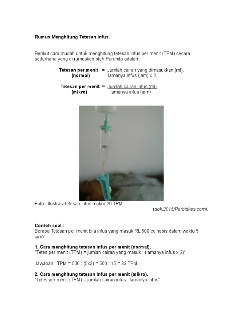 Rumus Menghitung Tetesan Infus