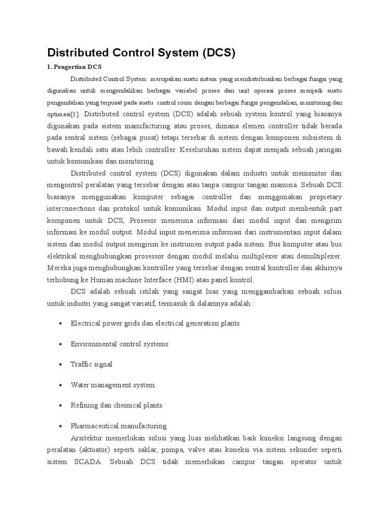 Pengertian dan Komponen DCS | PDF
