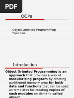 Object Oriented Programming Synopsis