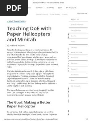 Teaching DoE With Paper Helicopters and Minitab 