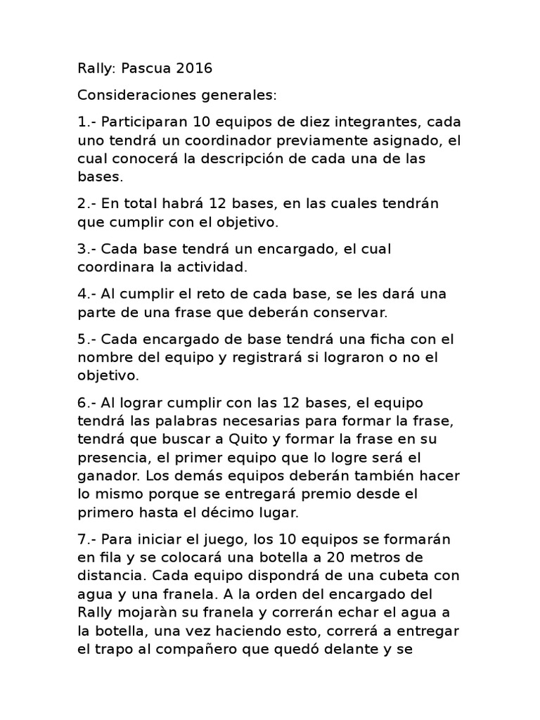Bases para Rally | PDF | Ocio | Deportes