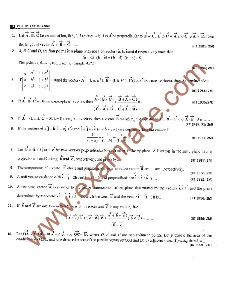 JEE Questions Vectors | PDF