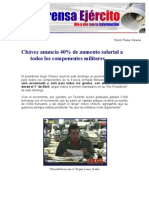 Chávez anuncia 40% de aumento salarial a todos los componentes militares