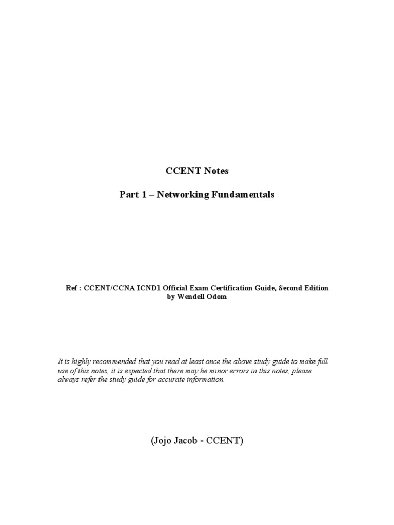 Ccent Notes Part 1 Pdf Osi Model Computer Network