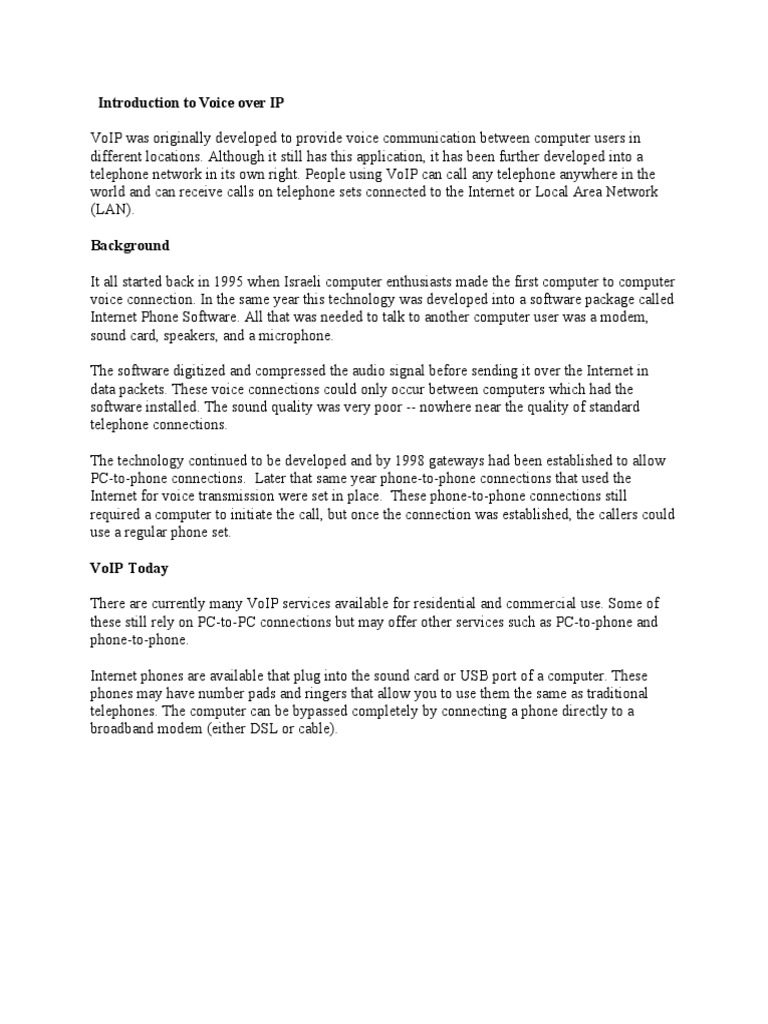 Introduction to Voice over IP (VoIP) | PDF | Session Initiation ...