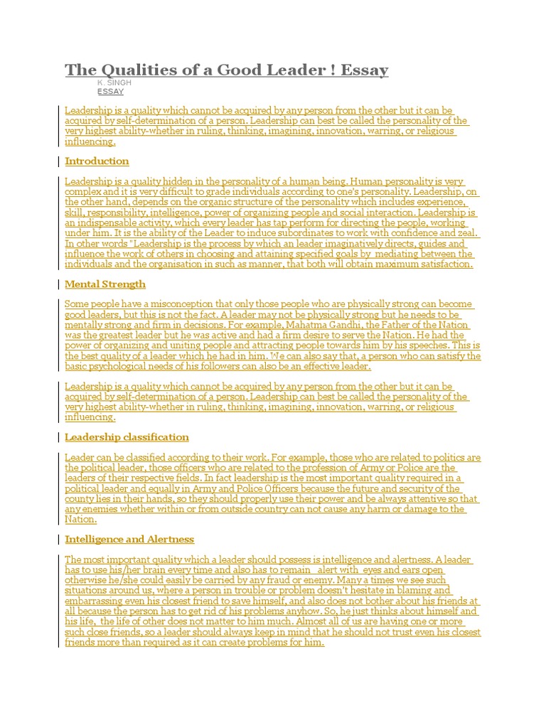 Essential Qualities of Effective Leaders | PDF | Leadership ...