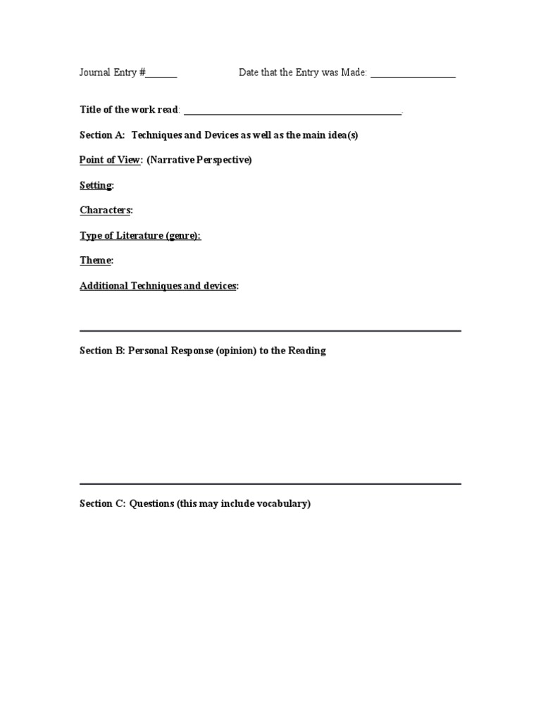 Student Journal Entry Template | PDF | Computers